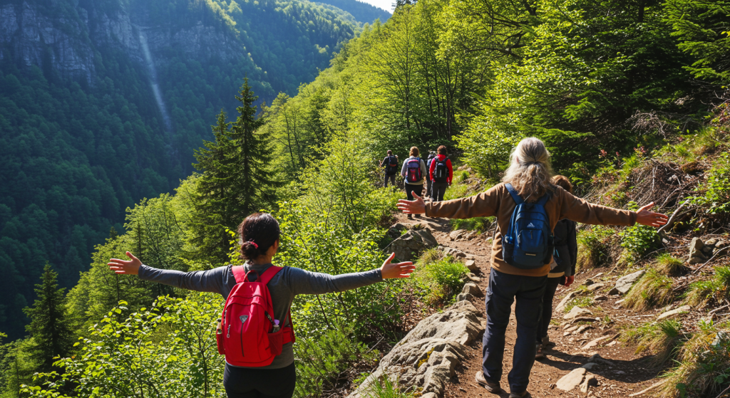 hiking trip people