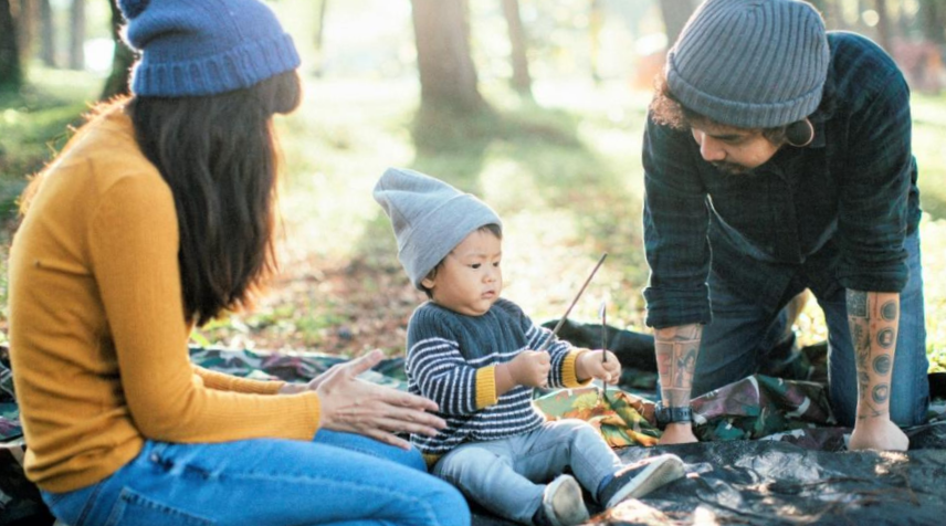 baby camping with parents